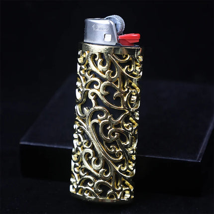 Retro Metal Lighter Case Sleeve Cover with Hollow Out Design for BIC J6 A Perfect Smoking Accessory Gift