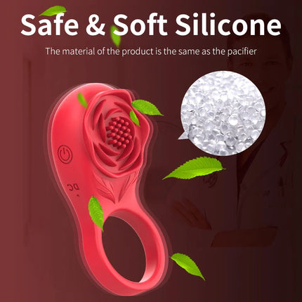Men Rose Vibrating Cock Ring Penis Ring Ejaculation Delay Vibrator Clitoral Stimulator Penis Cockring Sex Toys for Couple
