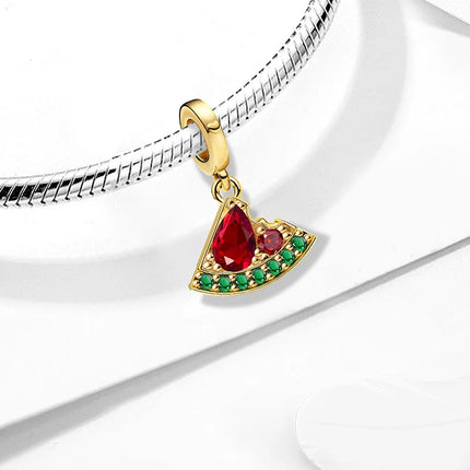 925 Sterling Silver Pink Cake Cherry Pineapple Strawberry Cherry Pendant Charm Ball Suitable for Bracelets DIY Women's Jewelry