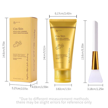 Kojic Acid Turmeric Overnight Wrapping Peel Off Mask Nourishes Hydrolyzed Collagen Glowing Skin Skin Firmnes Women Skincare
