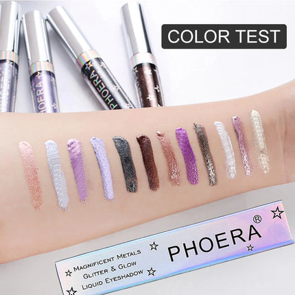 PHOERA Metallic Eye Shadow Diamond Shiny Eye Liner Pen Eyeshadow Long Lasting Shimmer Pigmented Eye Shadow Maquillaje