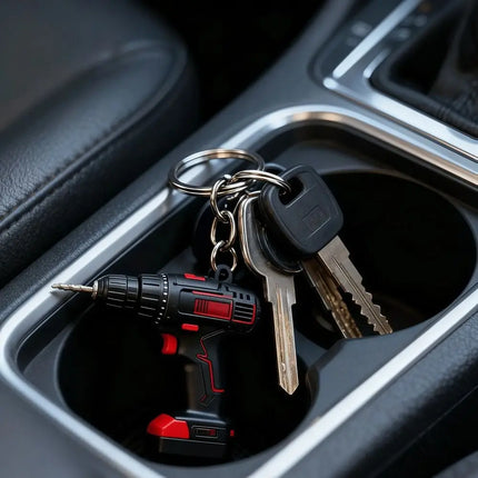 Mini Electric Drill-shaped Key Chain Silicone Cool Drill Key Ring Lifelike Lightweight Handheld Drill Bag Pendant Gifts/Decor