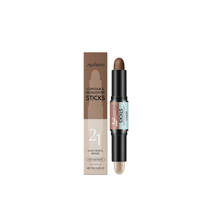 Contour Stick Dual Ended Stick Highlighter Easy Blend Travel Friendly Long Lasting Natural Finish Oil Lightweight Coverage