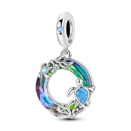 100% 925 Sterling Silver Blue Crystal Life Tree Angel Star Moon Pendants Charms Fit Qikaola 925 Original Bracelets DIY Jewelry