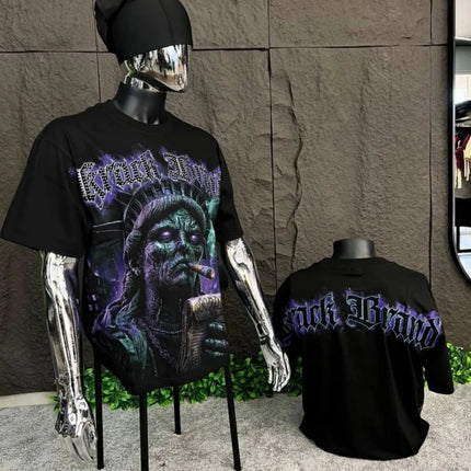 European and American men's summer new Statue of Liberty print comfortable and breathable round neck T-shirt outdoor street top