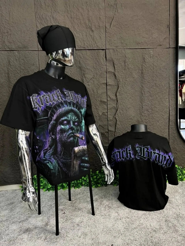 European and American men's summer new Statue of Liberty print comfortable and breathable round neck T-shirt outdoor street top
