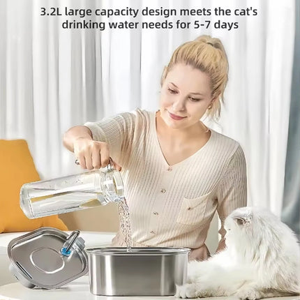 3.2L Cat Automatic Water Dispenser Pet Water Fountain USB With Filter Stainless Steel Dog Drinking Fountain For Cats Dogs ﻿