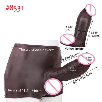 FAAK Wearable Black Penis Sleeve Silicone Panties Strap On Dildo Harness Hollow Dildo Realistic Cock Enlarger Sex Toys For men