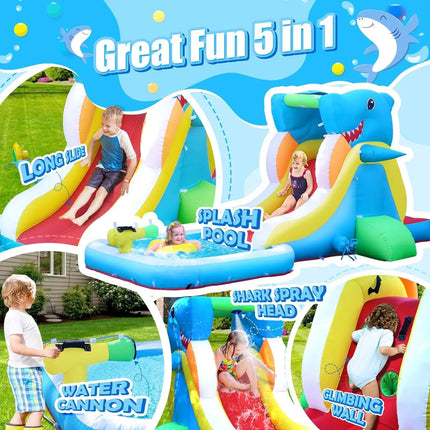 SkyBounce Inflatable Water Slide Bounce House for Kids Backyard Toddler Blow Up Bouncer  Blower Climbing Wall Cannon Party