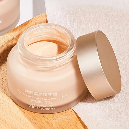 Rosetimes Soft Light Foundation Cream Waterproof Sweat-proof Concealer Ivory White Natural Color Moisturizing Liquid Foundation