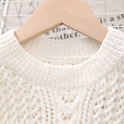 Literary Style Kidsren's Spring and Autum Pure Color New Cardigan 2025 Autum Knitted Tops for Boys and Girls