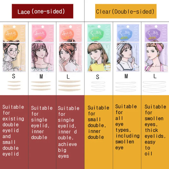 MOTONOZEN Double Eyelid Tape Sticker Invisible Fold Eyelid Paste Clear Beige Stripe Self-adhesive Natural Eye Makeup Tool