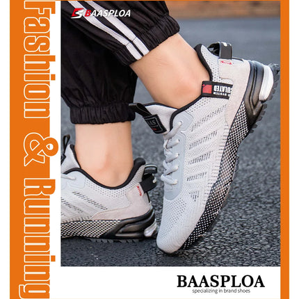 Baasploa Men Running Shoes Lightweight Breathable Jogging Sport Shoes Male Lace-up Fashion Comfort Casual Sneakers Non-slip