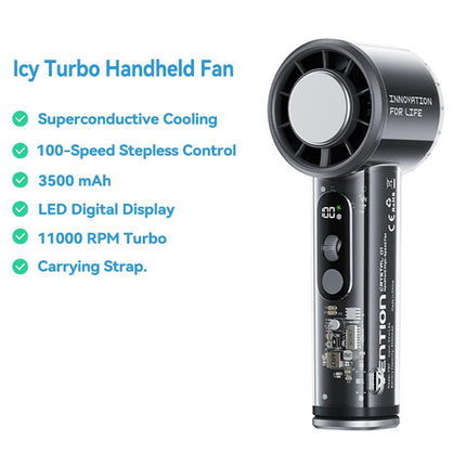 Vention Turbo Handheld Fan Superconductive Cooling Portable Outdoor Camping 11000 RPM Speed Stepless LED Digital Display Fan