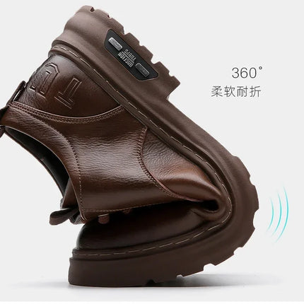Men's Casual Leather Shoes Designer Trendy All-match Platform Shoes  Men's Business Breathable Leather Shoes shoe