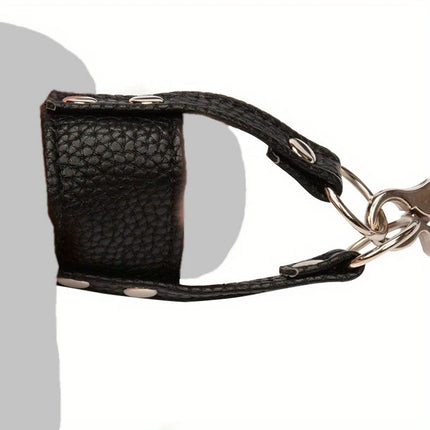 Male Leather Penis Ring Fetish Bondage Metal Chain Scrotal Cuff Traction Rope BDSM Training Penis Exercise Adult Sexual Products