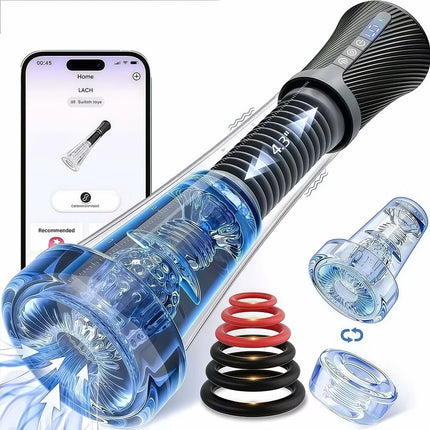 Male Masturbator APP Control Penis Pump Transparent Visual Male Sex Toys for Men Vibrating Spring Power Suction Masturbation 18+