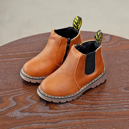 New Kids Fashion Boots for Boys Girls Toddlers Big Children Ankle Boots with Zipper Warm Thick Plush Autumn Winter Chelsea Boots