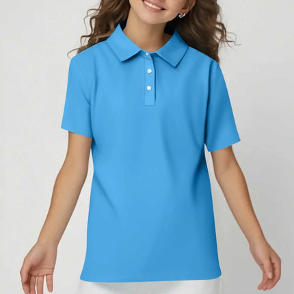 Children's Solid Color Polo Shirt Fashion Sports T-shirt Girl Lapel Casual And Comfortable Short Sleeves Tops
