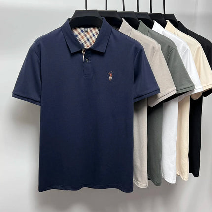 Luxury brand embroidered short sleeve POLO shirt men summer golf top high-end silk cotton fashion business casual Paul T-shirt