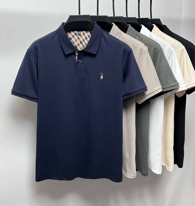 Luxury brand embroidered short sleeve POLO shirt men summer golf top high-end silk cotton fashion business casual Paul T-shirt