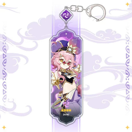 Anime Keychain Linnea Flins Durin Mualani Furina Arlecchin Key Chain Accessories Genshin Impact Cute Bag Pendant Key Ring Gift