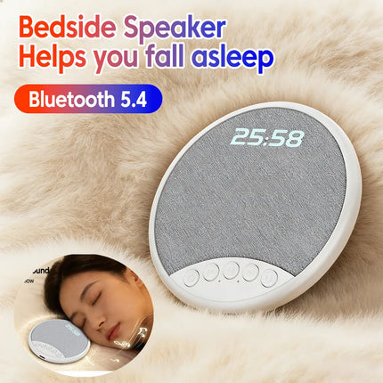 Pillow Speaker HiFi Sleep Sound Machine White Noise Bluetooth 5.4 Speaker With Digital Alarm Clock Timer for Deep Sleep
