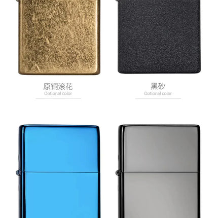 Zorro brass kerosene windproof lighter with personalized creativity, ultra-thin square angle smooth kerosene machine