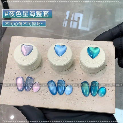 New Style Glass Bead Cat Eye Gel Nail Polish Green Blue Crystal Nail Polish Ice Transparents Gel Nail Polish Art Salon Supplies