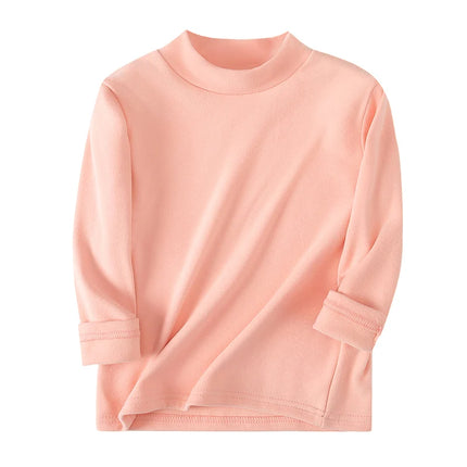 1/2/3piece Autumn And Winter Thick Children's Solid Color Base Shirt Boys And Girls Brushed Warm Mid Neck Top Fashionable Hoodie