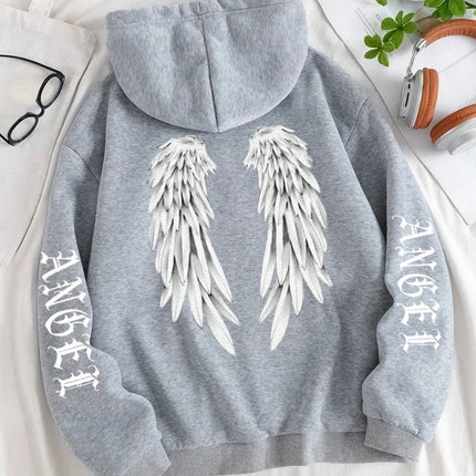 Beautiful Angel Wings Women's Hoodie Warm and Comfortable Casual Hoodie Fashion Classic Street Outdoor Sports Hoodie Loose