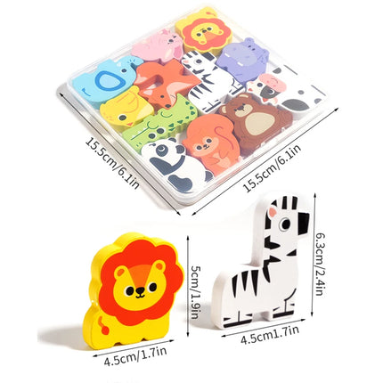 Children's Logical Thinking Wooden Puzzle Toys Cartoon Food Animals Dinosaurs Traffic Cognition Matching Educational Toys