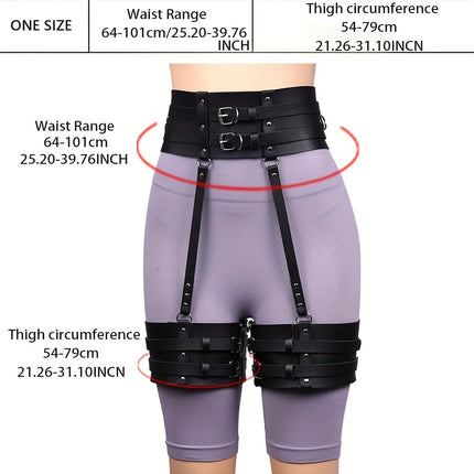 PU leather garter belt harness,gothic leg harness PU leather, Accessories For Party Dating Thigh Leg Harness Women