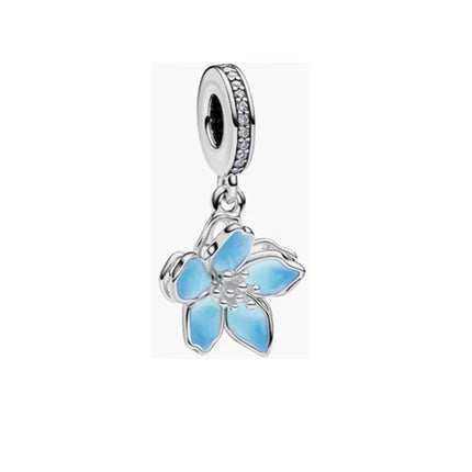 Classics 925 Sterling Silver Purple Gold Flower & Spiral Heart & Bachelor's Hat Dangle Charm Fit Brand Bracelet Thanksgiving Gift