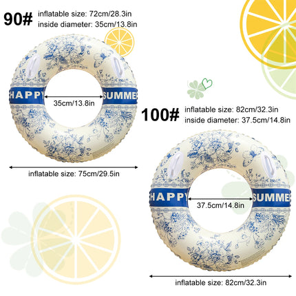 1PC Adult Inflatable Swim Ring - Artistic Ink Pattern Bright Color Floating Tube for Pool, Lake & Summer Activities