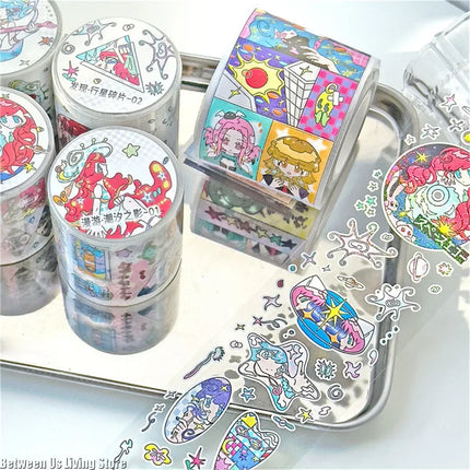 Cute Retro Graffiti Tape Stickers DIY Craft Supplies for Scrapbooking, Phone Cases,Cups & Notebooks, Decorative Adhesive Labels