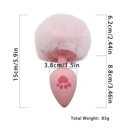 4 Sizes Cute Pink Cat's Paw Print Silicone Anal Plug Soft Tail Butt Plug Adult Game Anal Beads Erotic Cosplay Sex Toys For Women