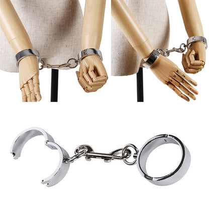 Metal Steel Circular Wrist Hand Ankle Cuffs with Detachable Connect Hook Restraints Lock Slave BDSM Shackles Adult Sex Toys