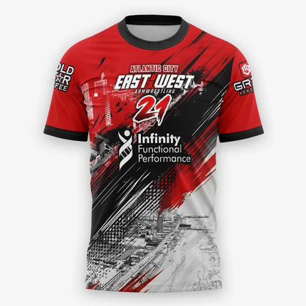 The East VS West Series 16 To 24 Armwrestling T-Shirt Atlantic City Sports Jersey Men's Breathable Quick Dry Fitness Gym Tee Top