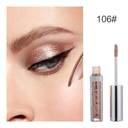 PHOERA Metallic Eye Shadow Diamond Shiny Eye Liner Pen Eyeshadow Long Lasting Shimmer Pigmented Eye Shadow Maquillaje