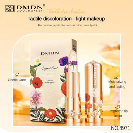 Crystal Petals Color-changing Lipstick Flower Gold Foil Desalination Color Lipstick Soft Delicate Lasting Waterproof Makeup