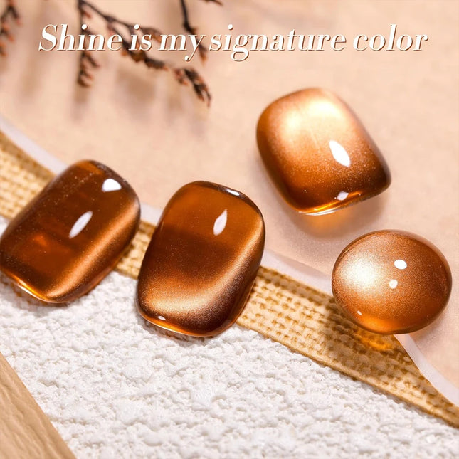 QAZIXU 10ml Brown Cat Eye Gel Nail Polish Golden Magnetic Gel Polish Semi Permanent Soak Off UV LED Nail Art Varnish All Seasons