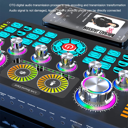 Live Sound Card Studio Record Soundcard Bluetooth Microphone Mixer Voice Changer Live Streaming Sound Mixer Podcast Karaoke Home