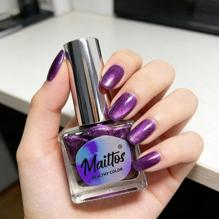 WA520 Purple12ml No-bake Cat's Eye Water-based Nail Polish, Oderless, With magnet, It dries quickly No need UV lamp, easy tear