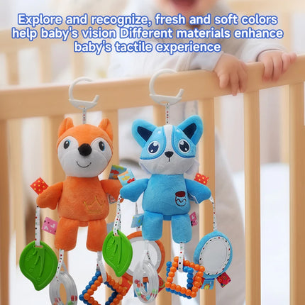 Baby Hanging Rattle Toys Sensory Plush Soft Animal Learning Toy Infant Crib Bed Stroller Early Education Development Handle Toys