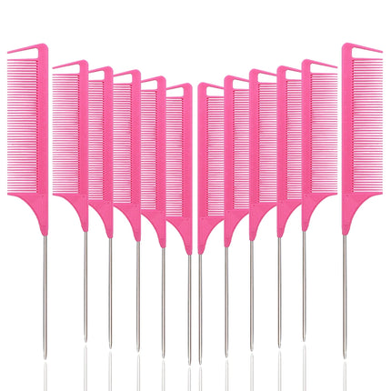 Sharp tail comb set, professional anti-static hair dye comb, hair cutting steel needle comb,special for real hair wigs