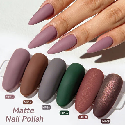 LILYCUTE 7ml Matte Nail Polish Velvet Effect Pearl Shell  Air Dry Nail Art Varnish No Need Lamp Manicure Glitter Nail Care Polis