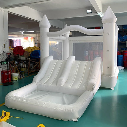 4m Inflatable Bounce House White Jumping Castle With Ball Pool Slide Children Birthday Party Decoration Gift Bouncy Castle
