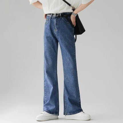 New Hot Sale Men Bootcut Jeans Daily Casual Baggy Straight Leg Denim Pants Trend Male Classic Simplicity Black Blue Trousers