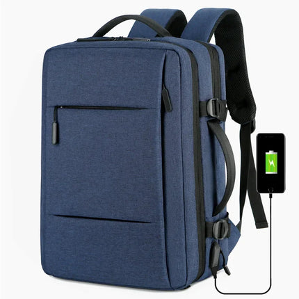 Fashion Expandable USB Laptop Waterproof Backpack Men Business School Backpack  Large Capacity Travel Backpack